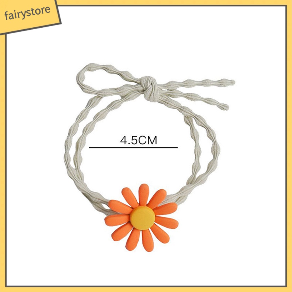 Dây Cột Tóc Co Giãn Đính Hoa 3D Bằng Nhựa Resin Có Thể Giặt Rửa Cho Bé