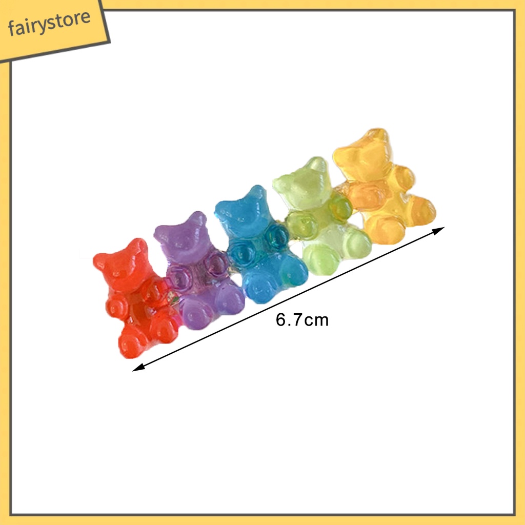 Kẹp Tóc Hình Gấu Bằng Nhựa Resin Nhiều Màu Sắc Xinh Xắn