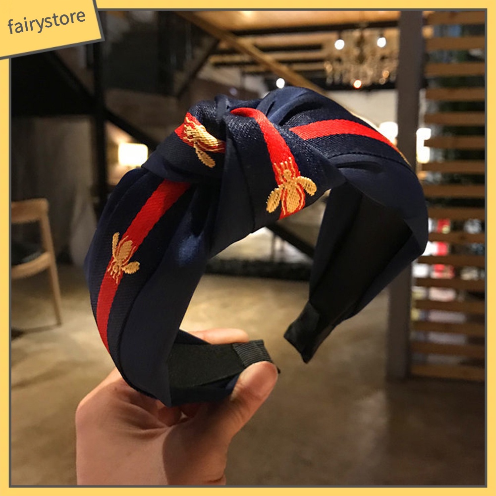 Băng Đô Vải Thêu Hình Ong Thời Trang Dành Cho Nữ