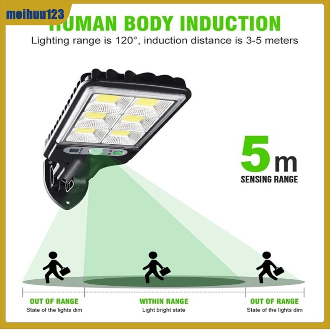 Bộ Đèn Led 3 Chế Độ Ip65 Chống Nước 1200w Chạy Bằng Năng Lượng Mặt Trời Kèm Remote Điều Khiển