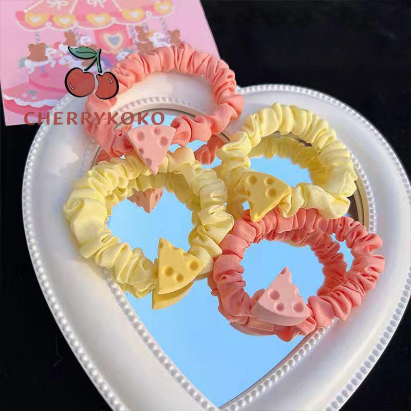 🍒🍒CHERRYKOKO Dây Cột Tóc Cỡ Lớn Họa Tiết Hoạt Hình Phô Mai Dễ Thương Cho Nữ