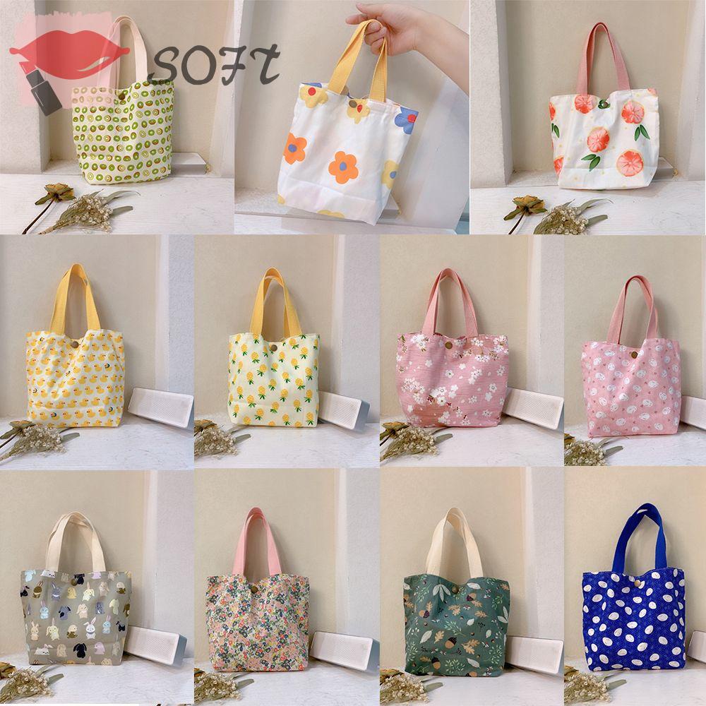 Túi Xách Vải Cotton Mềm Mại Có Nút Bấm Có Thể Tái Sử Dụng Cho Nữ