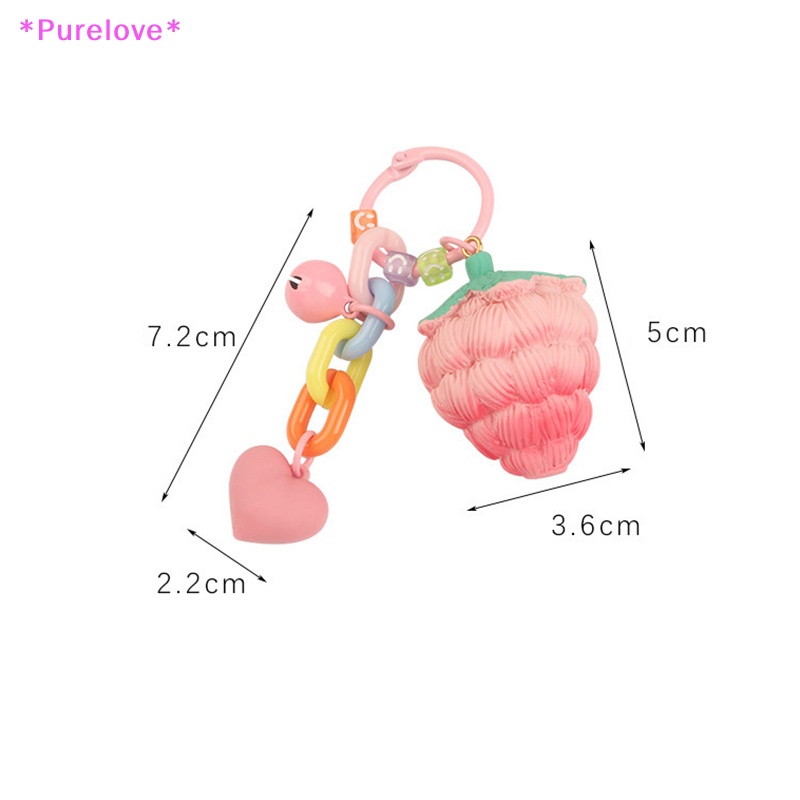 Móc Chìa Khóa Hình Trái Dâu Bằng Nhựa Acrylic Xinh Xắn Mới