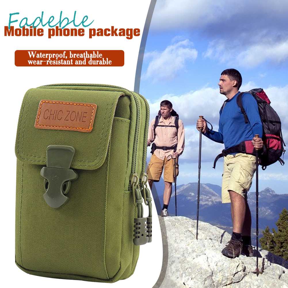 Túi Đeo Hông Vải Oxford Nhiều Ngăn Đựng Điện Thoại Có Khóa Kéo Thời Trang Cho Nam