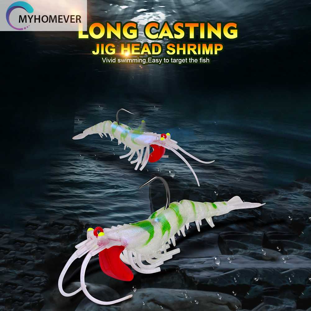 Mồi Câu Cá Giả Hình Tôm Dạ Quang Mềm Mại Kích Thước 7.3cm 6g