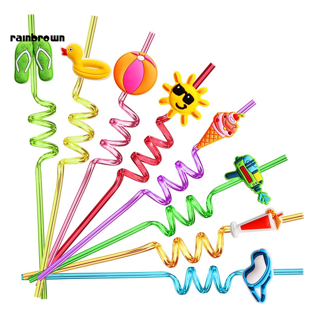 Bộ 8 Ống Hút Xoắn Ốc Dùng Để Trang Trí Thức Uống