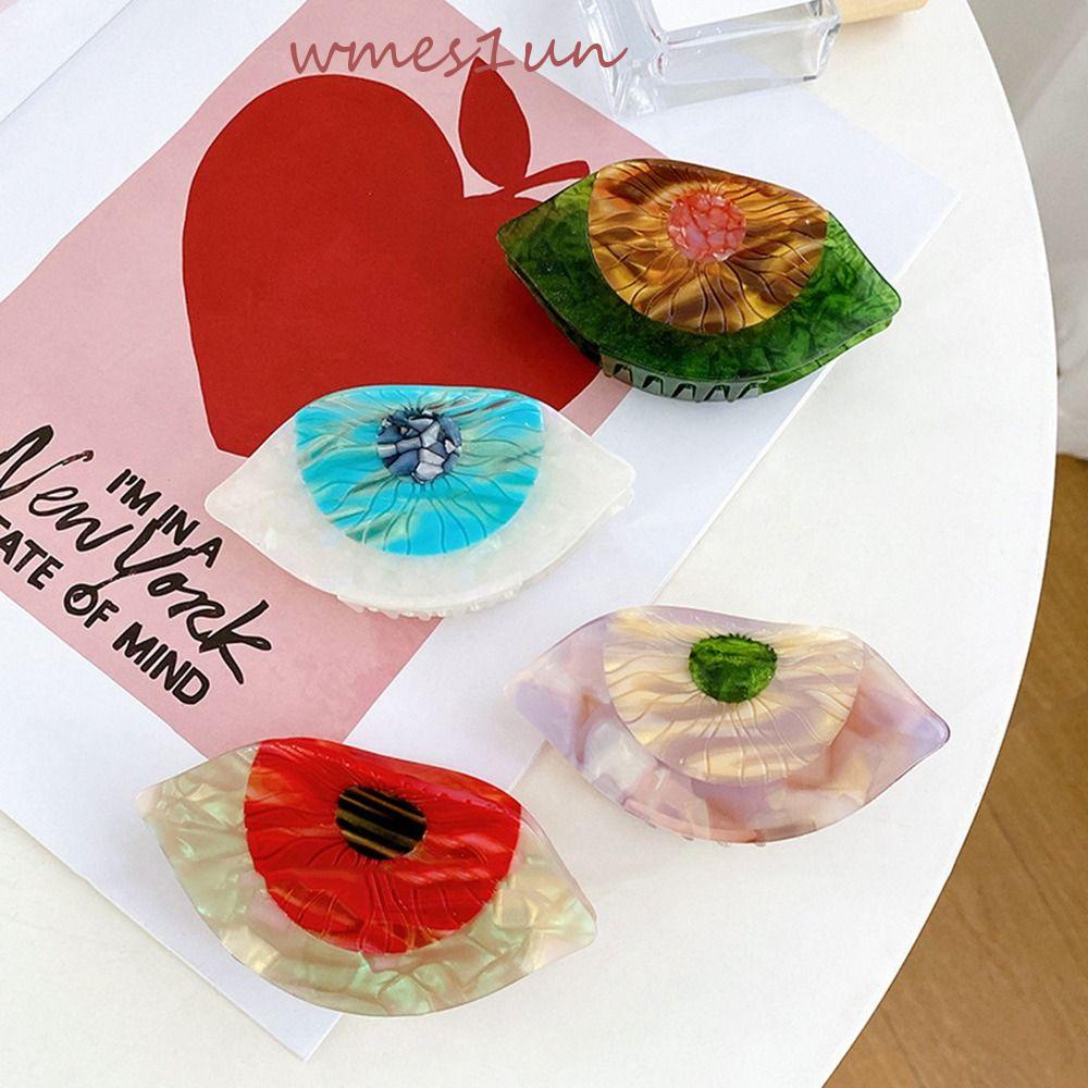 Kẹp Tóc Đuôi Ngựa Cỡ Lớn Màu Tương Phản Hình Mắt Quỷ Dễ Thương WMES15H