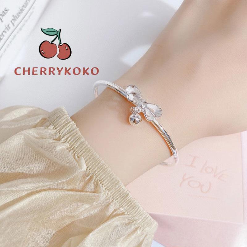 🍒🍒CHERRYKOKO Vòng Đeo Tay Bạc Đính Chuông Nơ Ngọt Ngào Dễ Thương Làm Quà Tặng Cho Bạn Gái/ Bạn Gái