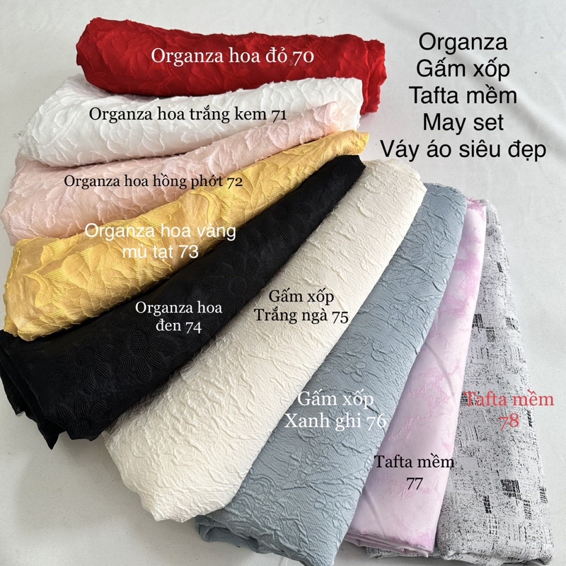 Vải Organza hoa Tết - Gấm hoa may váy Tết du xuân ,trẩy Hội