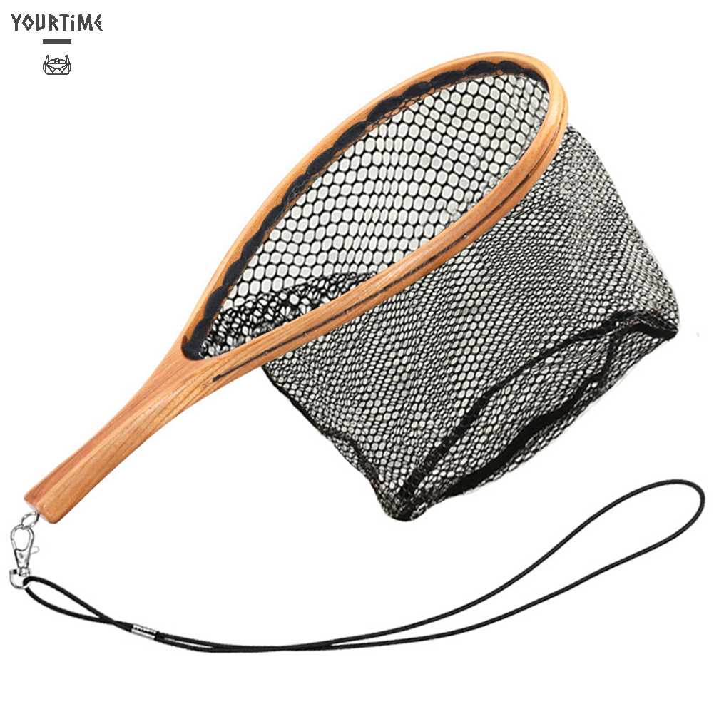 Lưới Đánh Bắt Cá Cán Gỗ Có Thể Gấp Gọn Tiện Dụng