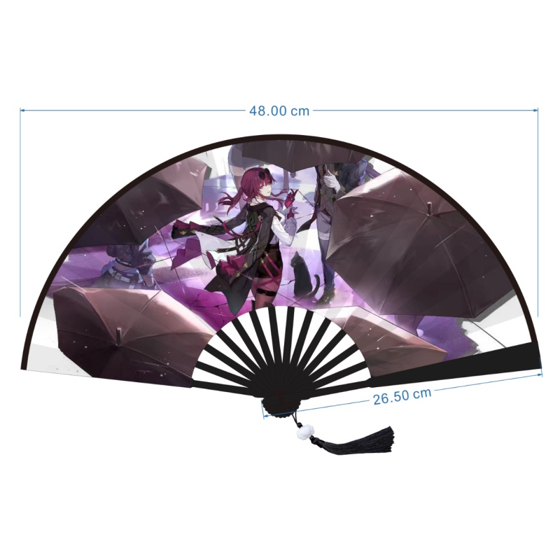 Honkai Star Rail Tingyun Quạt Xếp Hai Mặt Bằng Vải Lụa In Hình Anime Merchandise