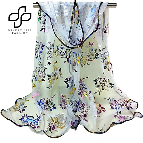 Khăn Choàng Vải Tuyn Mềm Dáng Dài In Hoa Thời Trang Cho Nữ