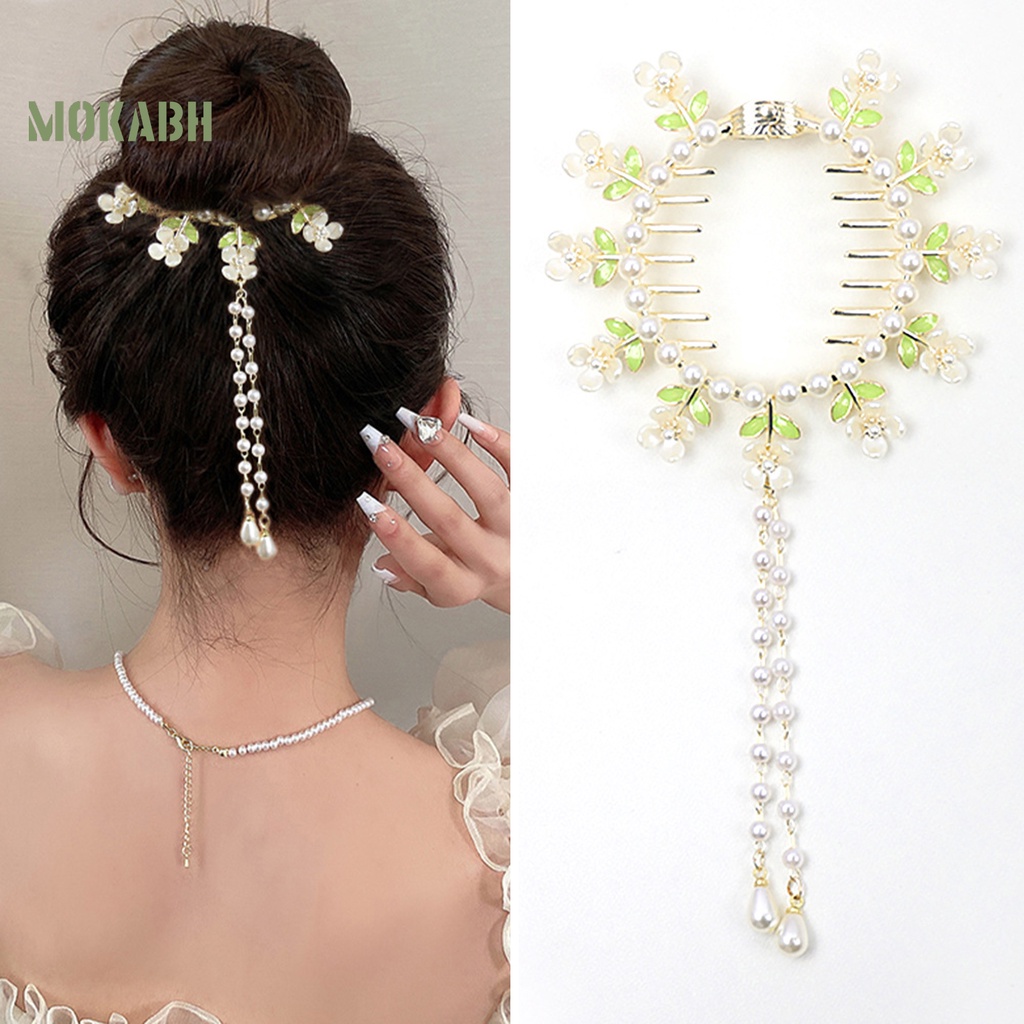 Kẹp Tóc Đính Ngọc Trai Giả Bằng Thép Không Gỉ Trọng Lượng Nhẹ Dùng Trang Trí Tóc Đuôi Ngựa Dành Cho Bạn Nữ