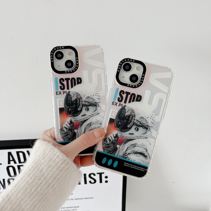 Ốp Điện Thoại Dẻo Màu Gradient Họa Tiết Phi Hành Gia &amp; Logo Spaceman Độc Đáo Chống Sốc Cho iPhone 14 13 12 11 Pro Max 14 Plus