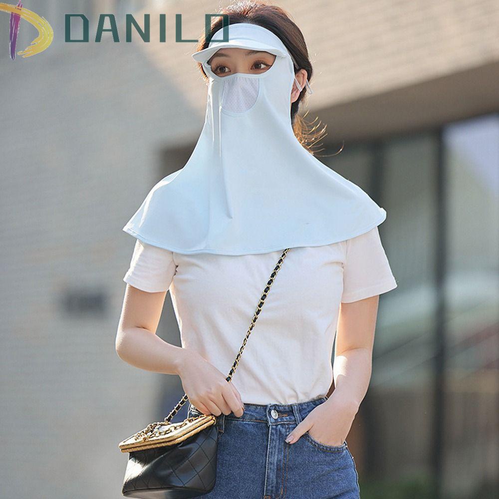Danilo Mũ Chống Nắng Bằng Lụa Lạnh Co Giãn Thoáng Khí Chống Tia UV Kèm Tấm Che Mắt Bảo Vệ Mắt Cho Nữ