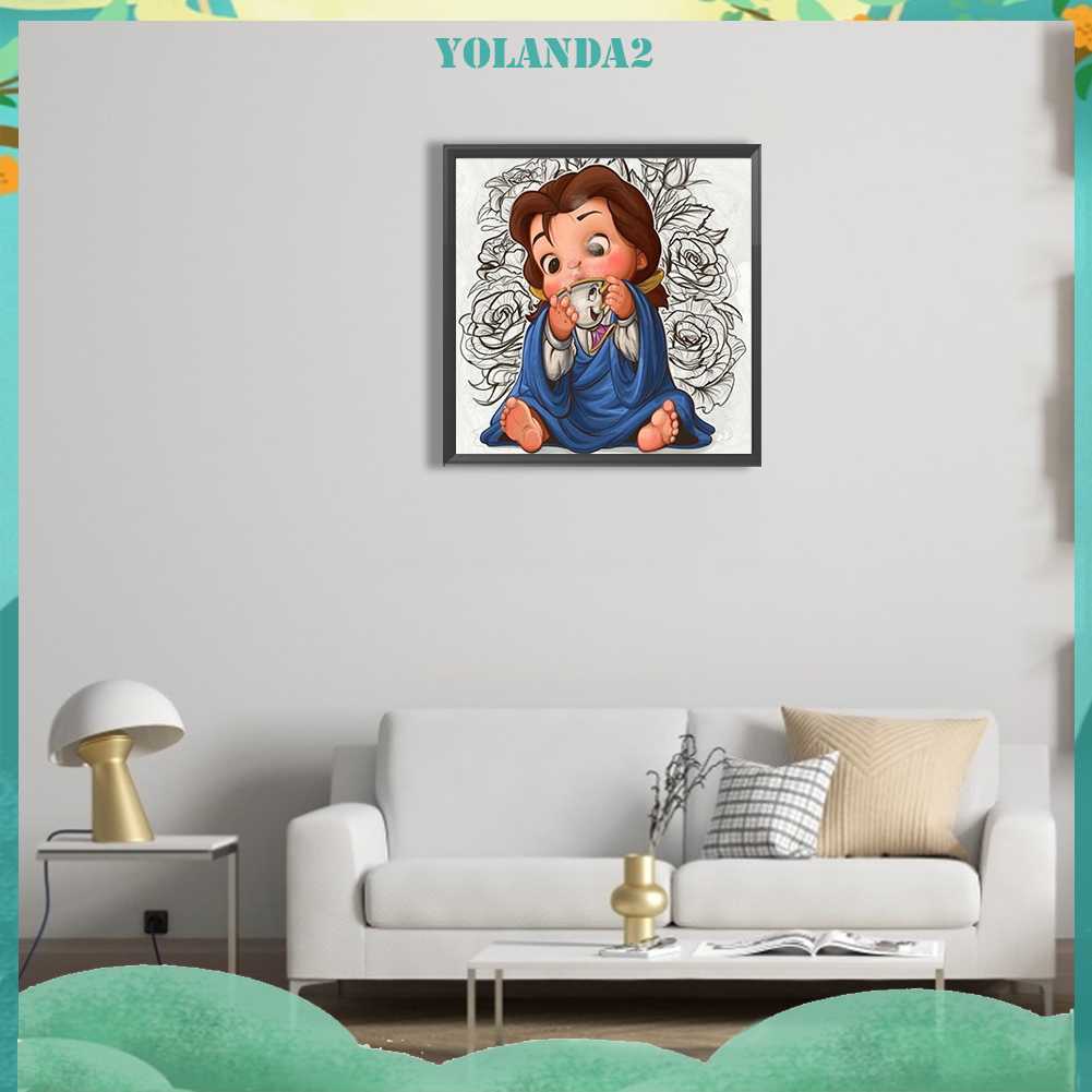 Tranh Đính Đá Kim Cương Toàn Bộ 5D DIY Hình Vẽ Công Chúa Belle