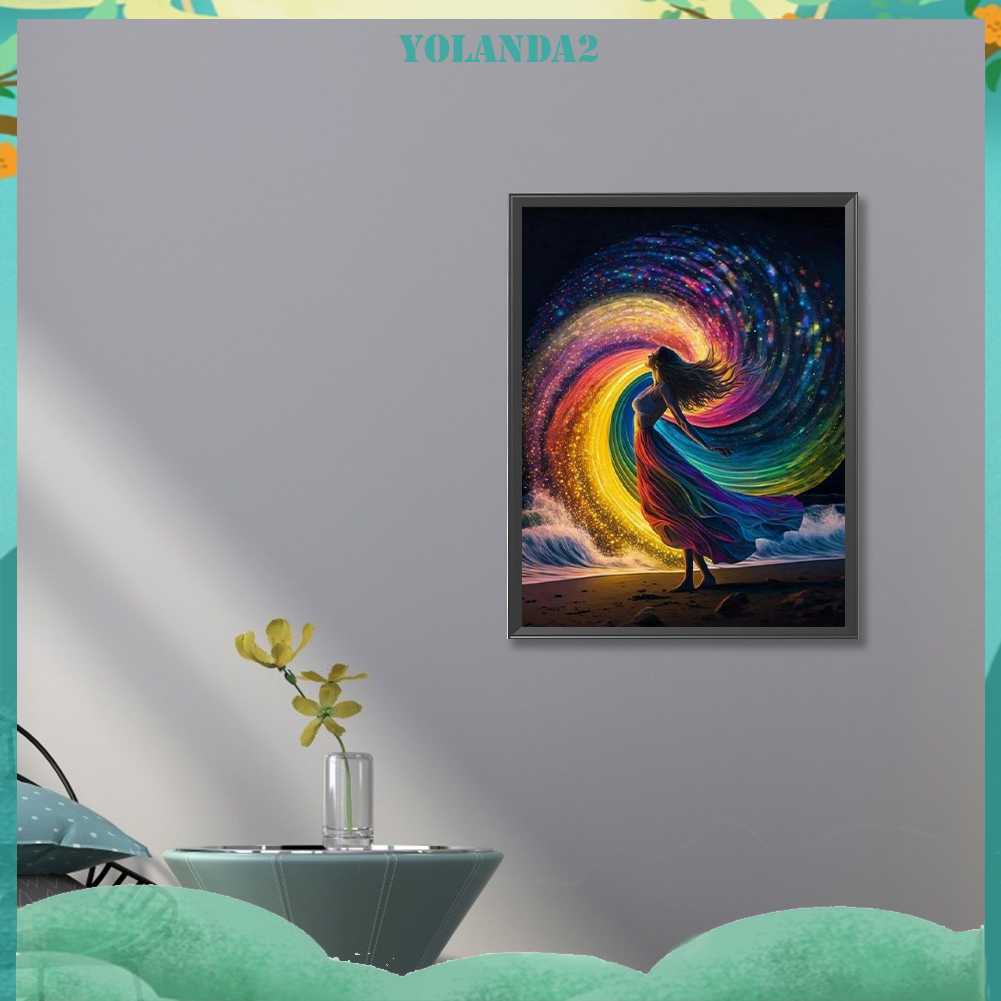 Tranh Đính Đá Kim Cương Toàn Bộ 5D DIY Hình Nữ Thần Cầu Vồng