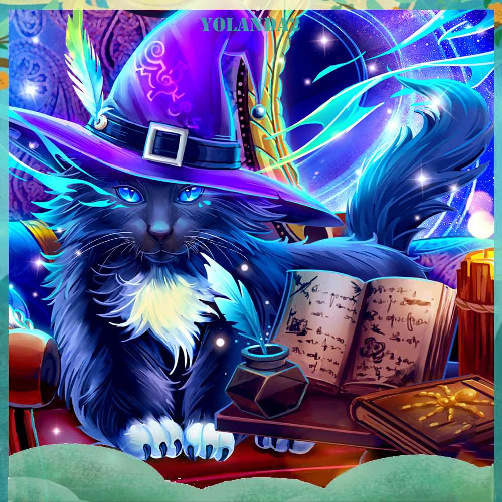 Tranh Đính Đá Kim Cương Toàn Bộ 5D DIY Hình Vẽ Mèo Trang Trí Nhà Cửa