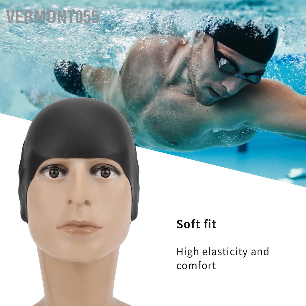 Vermont055 TOSWIM Mũ bơi dành cho người lớn có độ đàn hồi cao bằng silicon không thấm nước Kết cấu chống trượt