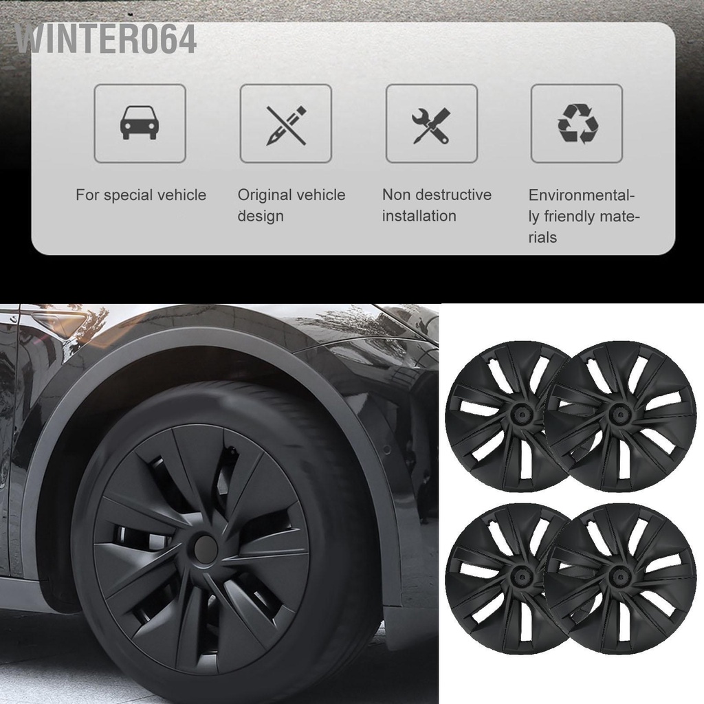 Winter064 Thay thế thiết kế kết cấu có độ bền cao màu đen mờ 4 bánh xe cho Tesla Model Y 2020‑2023