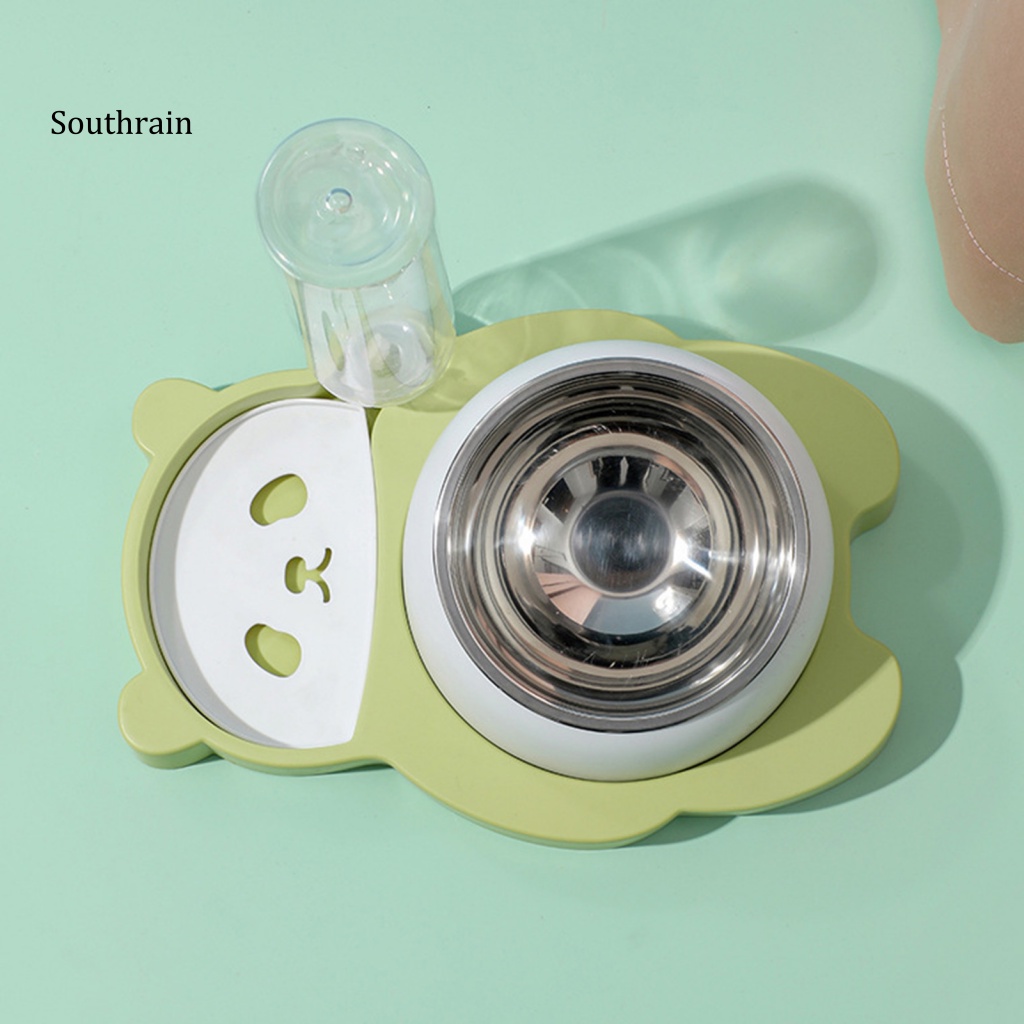 Bát Đựng Thức Ăn Nước Uống Tự Động Bằng Thép Không Gỉ Hình Gấu Trúc Hoạt Hình Cho Thú Cưng
