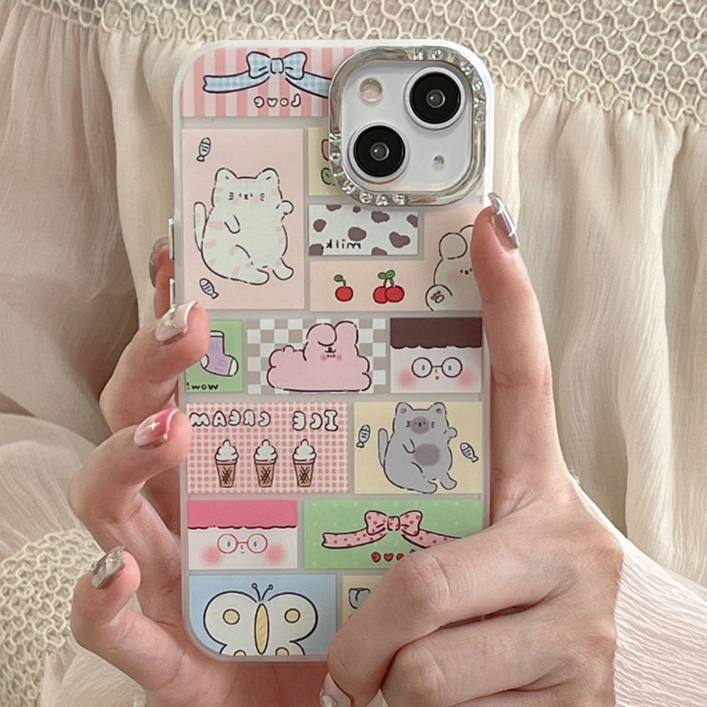 Ốp Điện Thoại TPU Mềm Chống Sốc Mạ Điện Họa Tiết Thỏ Mèo Cho IPhone 11 14 13 12 Pro Max XS XR 7 8 Plus