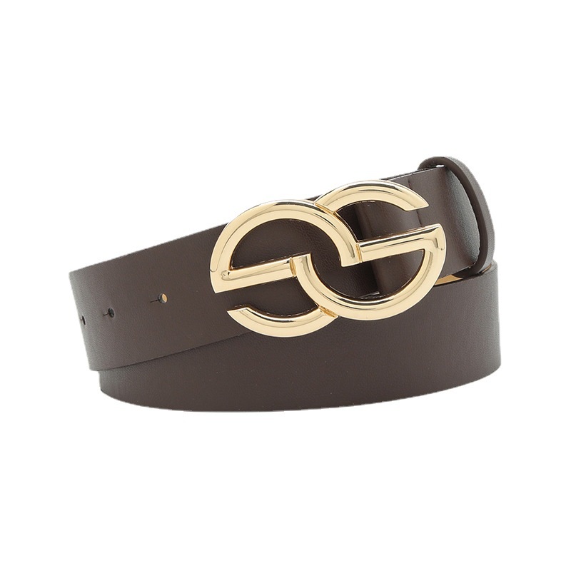 Thắt Lưng Denim Khóa Kim Loại Chữ G Đôi Thời Trang Giản Dị Mới Cho Nữ