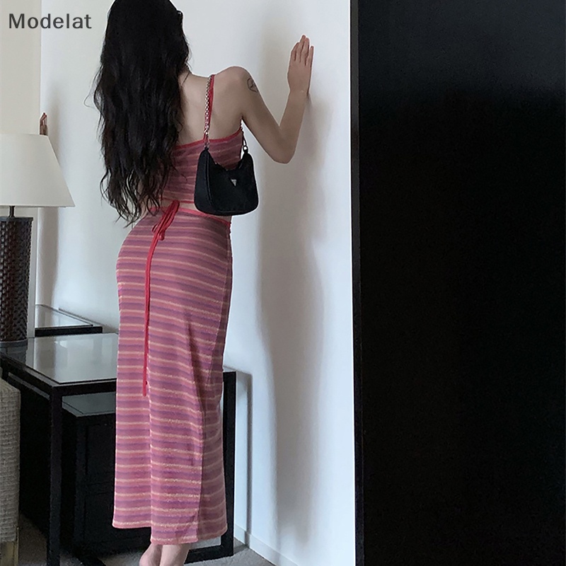 Mfc Set Áo Quần Dệt Kim Kẻ Sọc Thời Trang Mùa Hè Cho Nữ