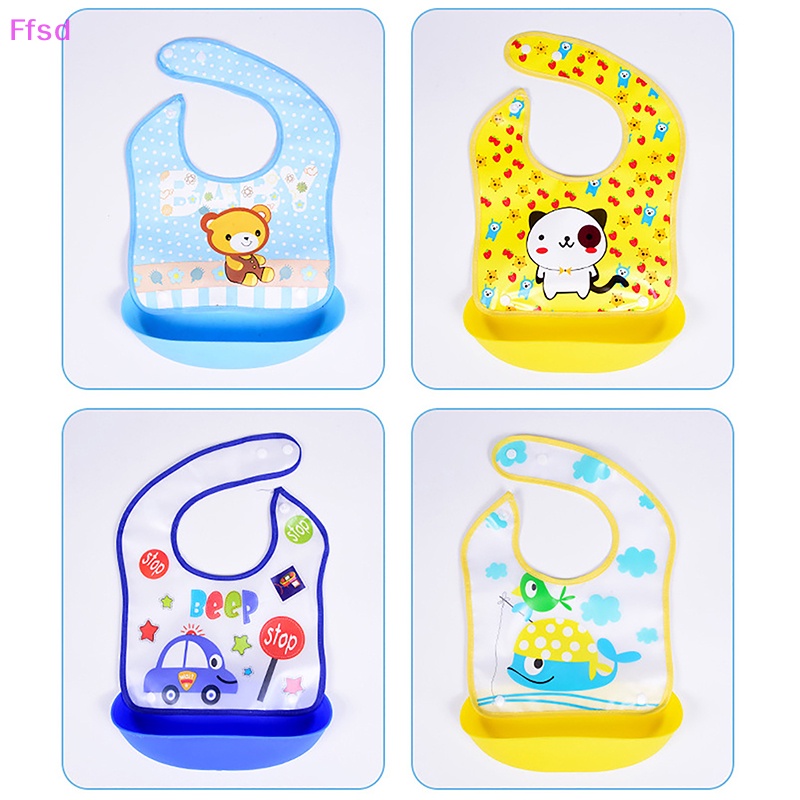 Yếm Ăn Tay Dài Chống Nước In Họa Tiết Hoạt Hình Cho Bé