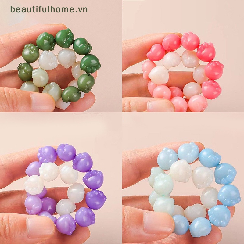 [beautifulhome] Vòng Tay Chuỗi Hạt Đá Pha Lê Tự Nhiên Co Giãn Hình Móng Mèo Màu Gradient Mùa Hè Làm Quà Tặng Cho Bạn Gái [