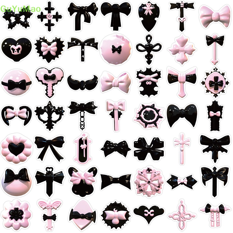 Bộ 50 Miếng Dán Graffiti 3D Màu Hồng Đen Trang Trí Xe Hơi / Vali / Laptop / Điện Thoại / Sổ Tay DIY PRTA