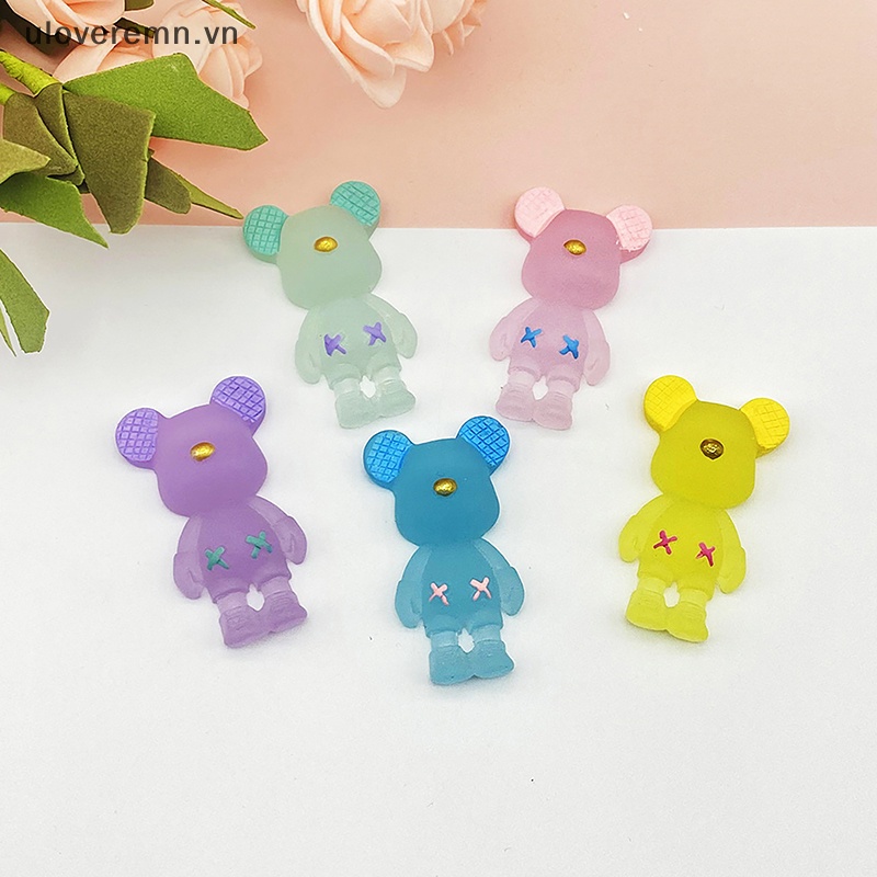 Kẹp Tóc Hình Gấu Hoạt Hình Màu Dạ Quang Bằng Nhựa Resin DIY