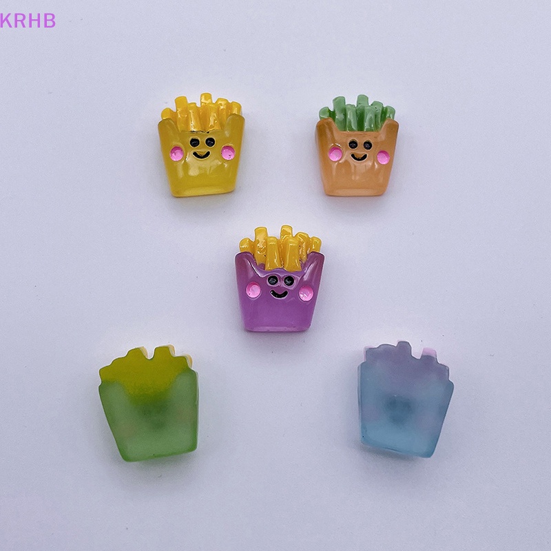 Set 2 Miếng Dán Hình Khoai Tây Chiên Mini Bằng Nhựa Phát Quang Trang Trí Bảng Điều Khiển Xe Hơi / Nhà Cửa / Sân Vườn Diy Mới