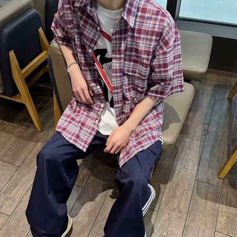 Áo Sơ Mi Tay Ngắn Dáng Rộng Plus Size Phong Cách Hong Kong Thời Trang Mùa Hè Cho Nam