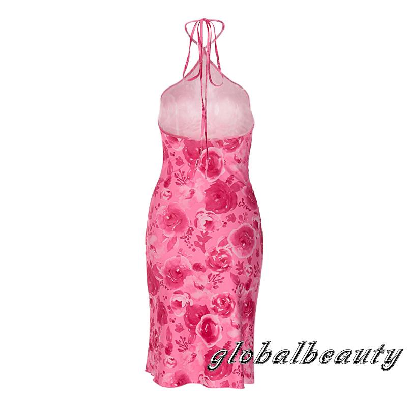 Đầm Ngắn Không Tay Hở Lưng In Hoa Thời Trang Mùa Hè Cho Nữ