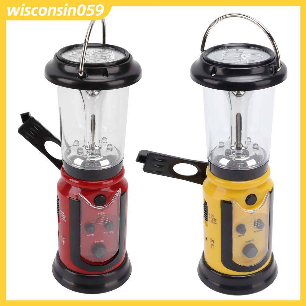 Wisconsin059 Radio Đèn Lồng Tay Quay USB Sạc Đa Chức Năng AM FM Đài Phát Thanh Khẩn Cấp LED Pin Cho Cắm Trại Đi Bộ Đường Dài