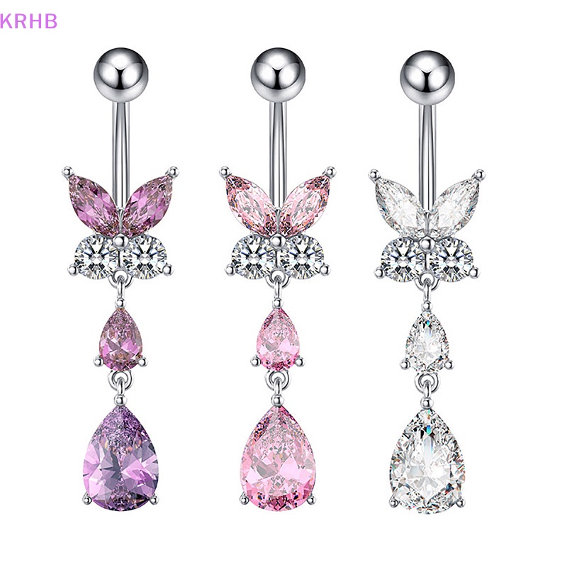 Khuyên Rốn Mặt Hình Bướm Đính Đá Zircon Thời Trang Cho Nữ Mới