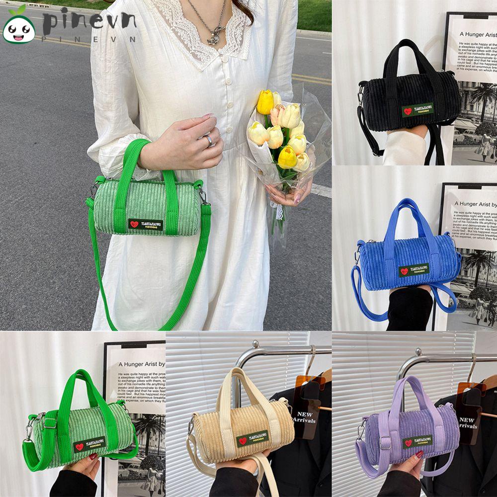 Túi Xách Đeo Vai Hình Tròn Màu Sắc Đơn Giản Phong Cách Vintage