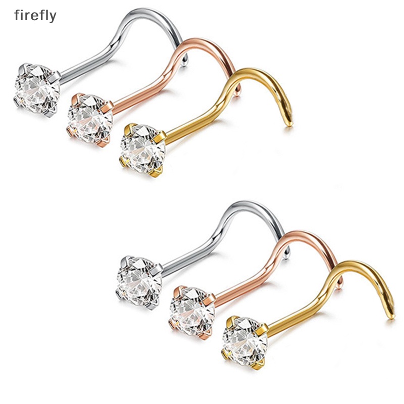 1 Khuyên Mũi Bằng Thép Không Gỉ Đính Pha Lê Thời Trang