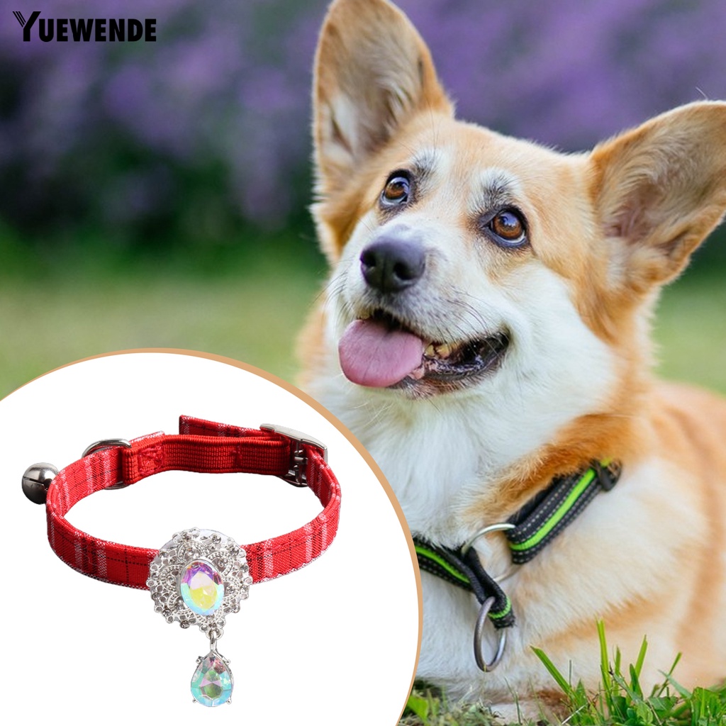 Vòng Đeo Cổ YQ.E Họa Tiết Kẻ Ô Đính Đá Có Thể Điều Chỉnh Tiện Dụng Cho Thú Cưng