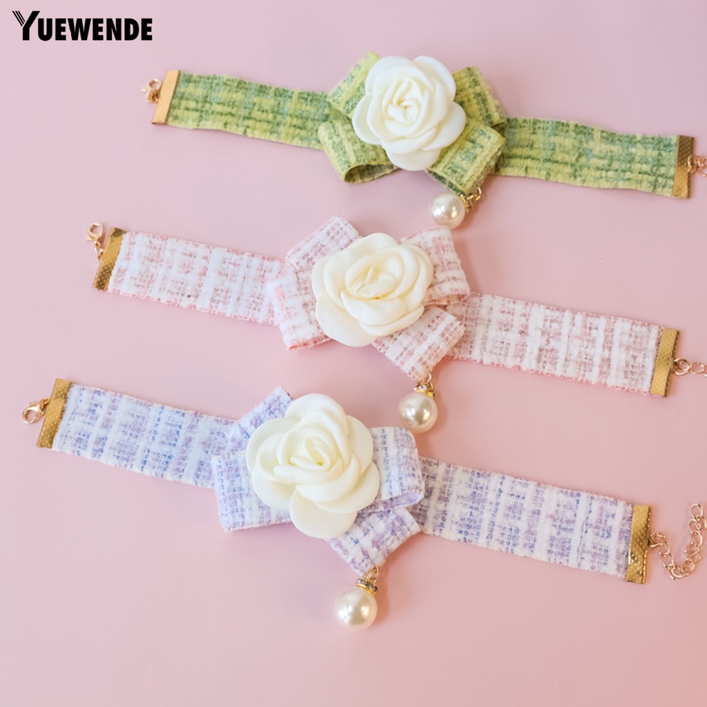 Vòng Cổ Đính Hoa Trà Và Nơ 3D Xinh Xắn Cho Thú Cưng YQ.E