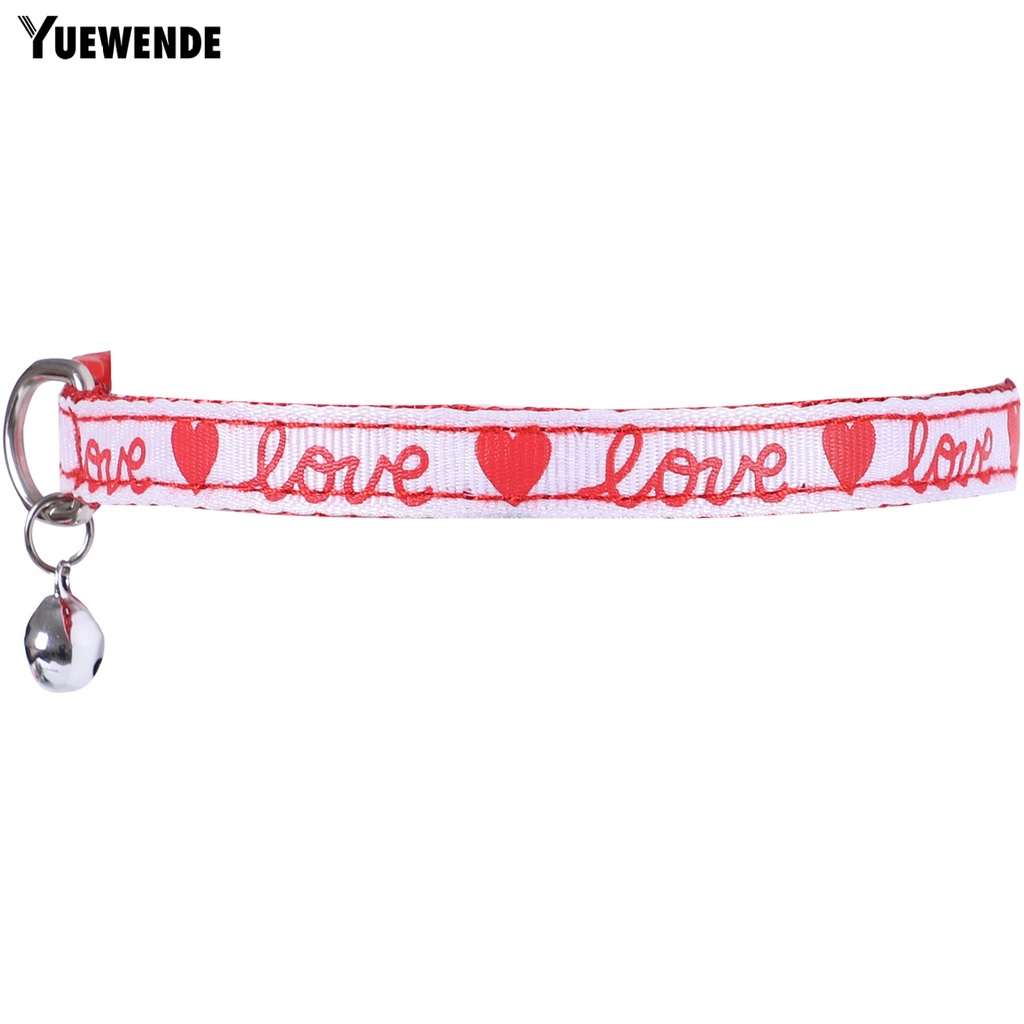 Yq.e Vòng Cổ Họa Tiết Trái Tim Bằng Vải Trang Trí Có Chuông Cho Thú Cưng Trong Ngày Valentines