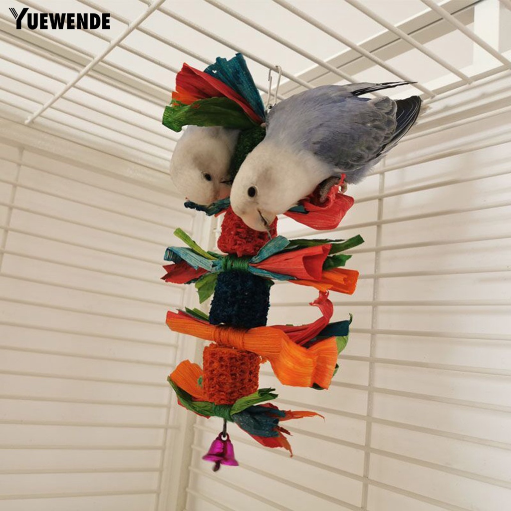 Yq.e Đồ Chơi Khối Gỗ Hình Bắp Ngô Nhiều Màu Sắc Có Chuông Dành Cho Chim Vẹt