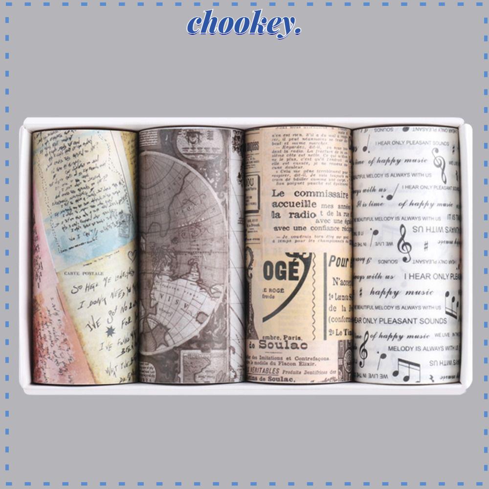 CHOOKEY Set 4 Cuộn Băng Keo Dán Trang Trí Sổ Tay DIY