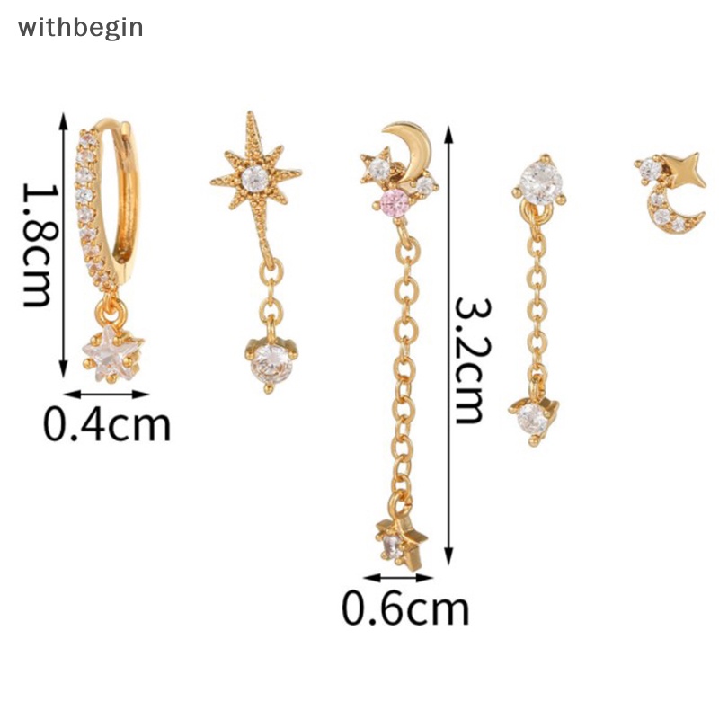 Bộ Khuyên Tai Mạ Vàng Đính Đá Zircon Thời Trang 2023 Dành Cho Bạn Nữ