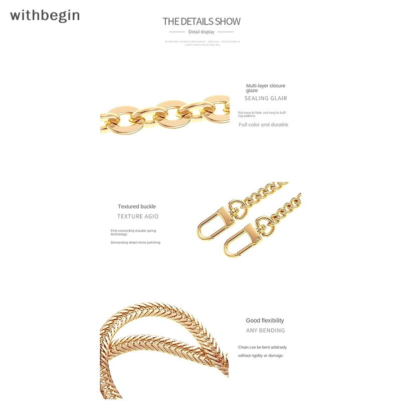 Dây Đeo Túi Xách Dạng Xích Mở Rộng Màu Vàng Kim