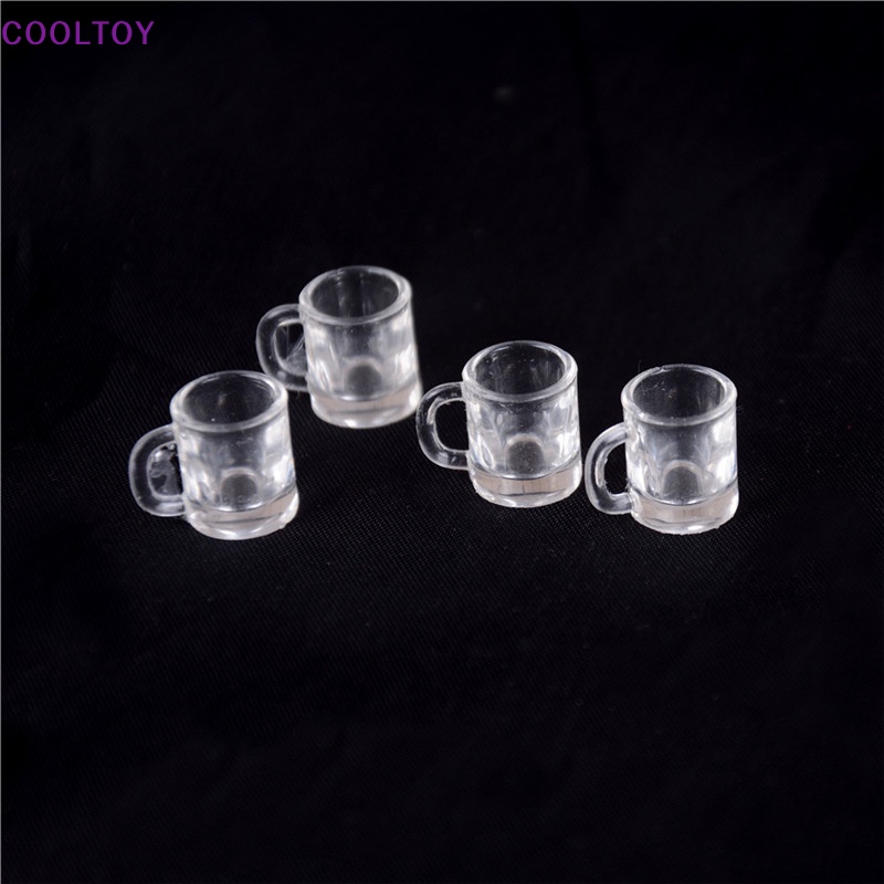 Set 4 Ly Thủy Tinh Uống Bia Bằng Nhựa Tỉ Lệ 1 / 12 Trang Trí Nhà Búp Bê