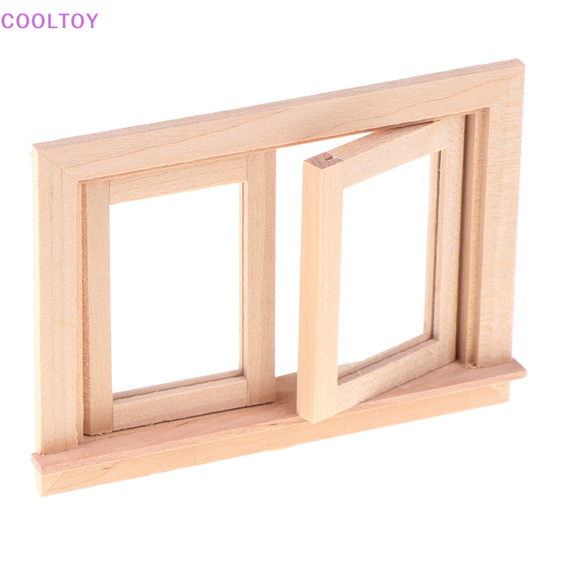 Cửa Sổ Mini 2 Pane Bằng Gỗ Tỉ Lệ 1 / 12 Trang Trí Nhà Búp Bê DIY
