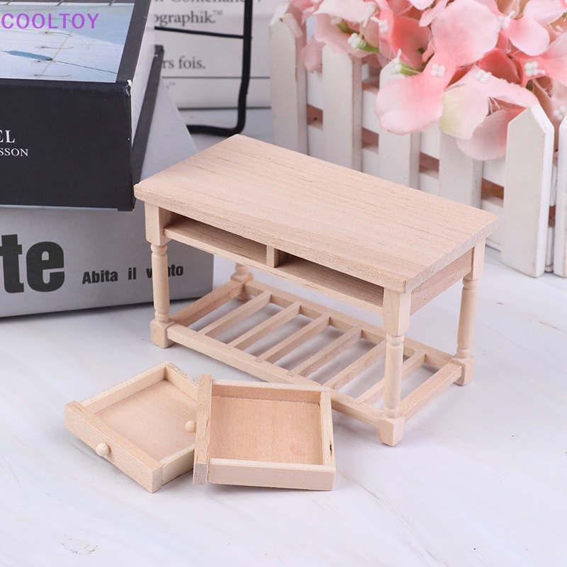 Mô Hình Bàn Gỗ Có Ngăn Kéo Dùng Trang Trí Nhà Búp Bê Tỷ Lệ 1: 12