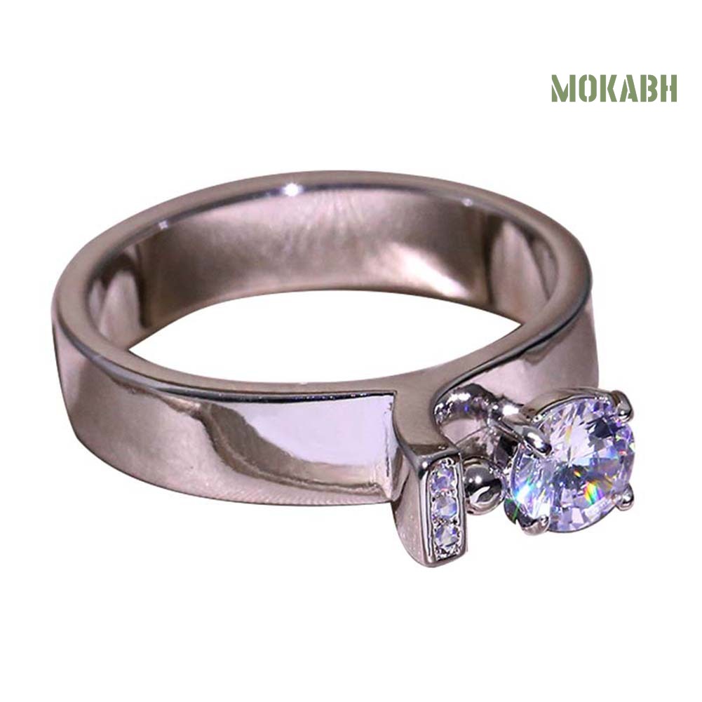 Nhẫn Đính Hôn Đính Đá Zircon Hình Tròn Dành Cho Nữ